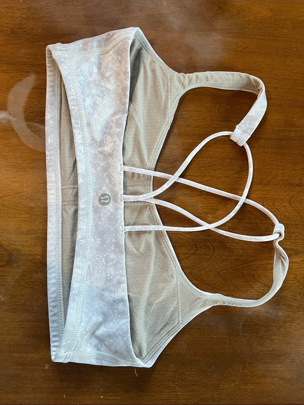 Lululemon Women's White Floral Seamless Strappy Sports Bra